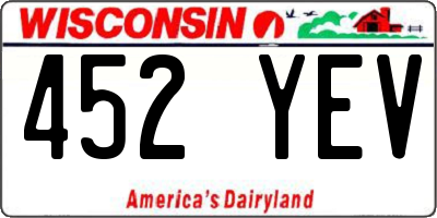 WI license plate 452YEV
