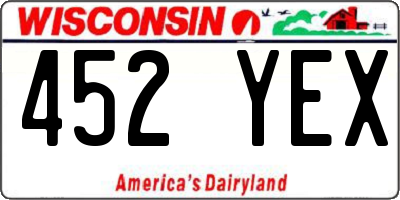 WI license plate 452YEX