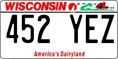 WI license plate 452YEZ