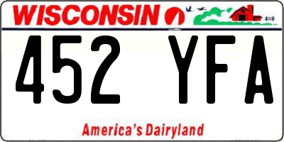 WI license plate 452YFA