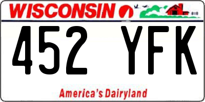 WI license plate 452YFK