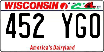 WI license plate 452YGO