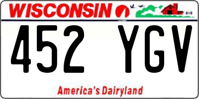 WI license plate 452YGV
