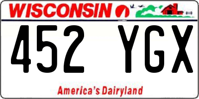 WI license plate 452YGX