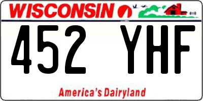 WI license plate 452YHF