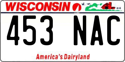 WI license plate 453NAC