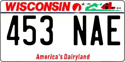 WI license plate 453NAE