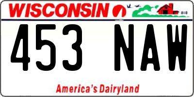 WI license plate 453NAW
