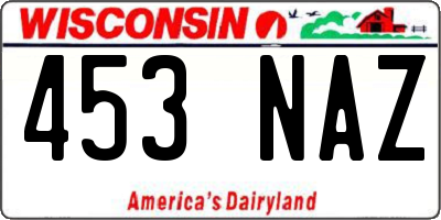 WI license plate 453NAZ