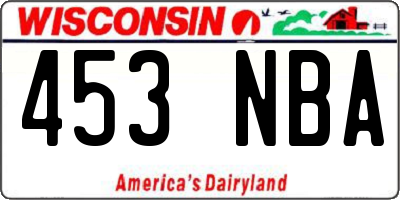 WI license plate 453NBA