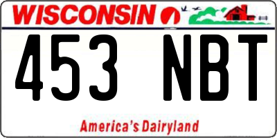 WI license plate 453NBT