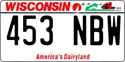 WI license plate 453NBW