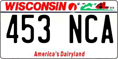 WI license plate 453NCA