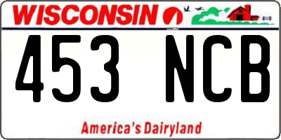 WI license plate 453NCB