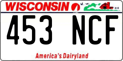 WI license plate 453NCF