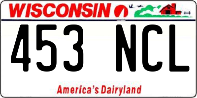 WI license plate 453NCL