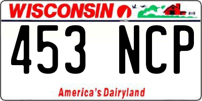 WI license plate 453NCP