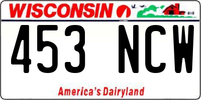 WI license plate 453NCW