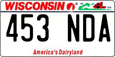 WI license plate 453NDA