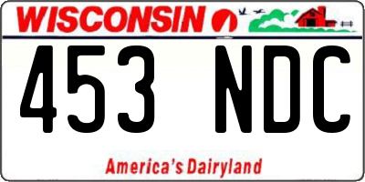 WI license plate 453NDC