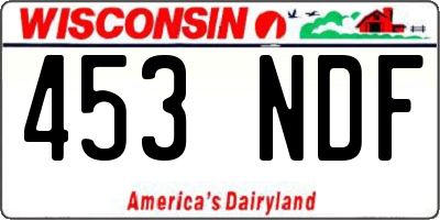 WI license plate 453NDF