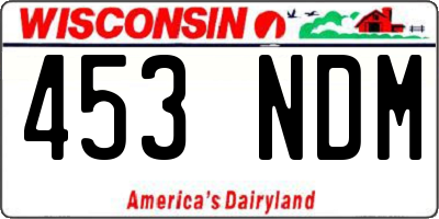WI license plate 453NDM