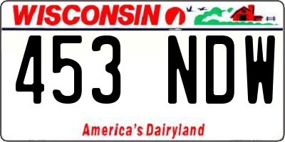WI license plate 453NDW