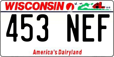 WI license plate 453NEF