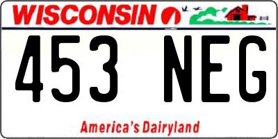 WI license plate 453NEG