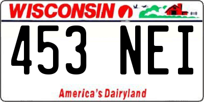 WI license plate 453NEI