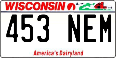 WI license plate 453NEM