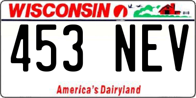 WI license plate 453NEV