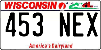 WI license plate 453NEX