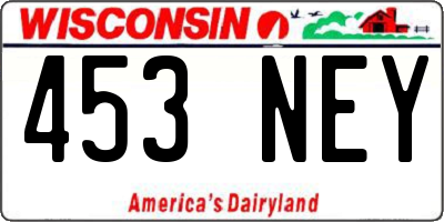 WI license plate 453NEY