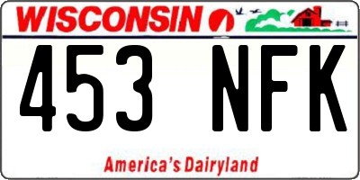 WI license plate 453NFK