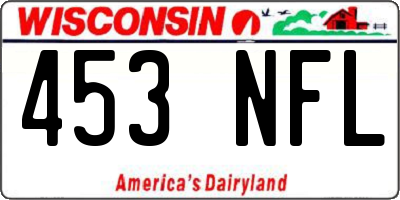 WI license plate 453NFL