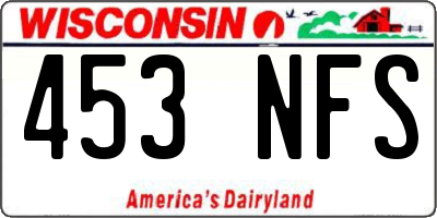 WI license plate 453NFS