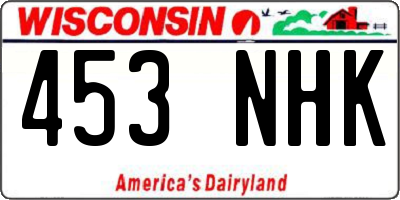 WI license plate 453NHK
