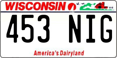 WI license plate 453NIG