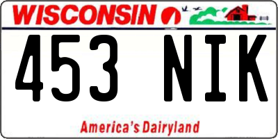 WI license plate 453NIK