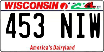 WI license plate 453NIW