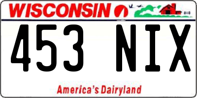 WI license plate 453NIX