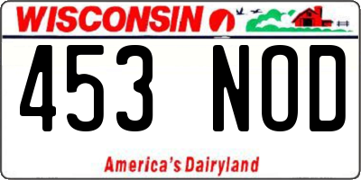 WI license plate 453NOD