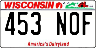 WI license plate 453NOF