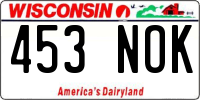 WI license plate 453NOK