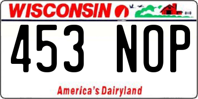 WI license plate 453NOP
