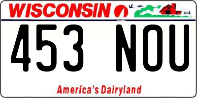WI license plate 453NOU