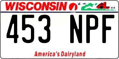 WI license plate 453NPF