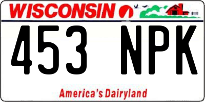 WI license plate 453NPK