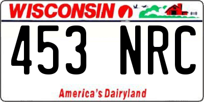 WI license plate 453NRC